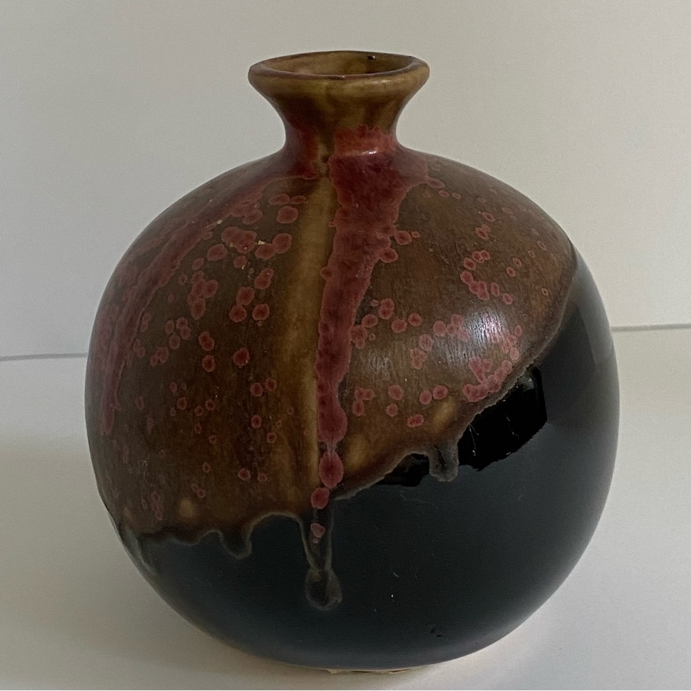 Vintage Vase The Potter’s Craft Sigma Tastesetter Japan drip glass brown 4.5”